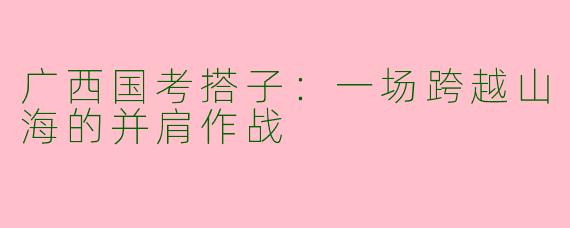 广西国考搭子：一场跨越山海的并肩作战