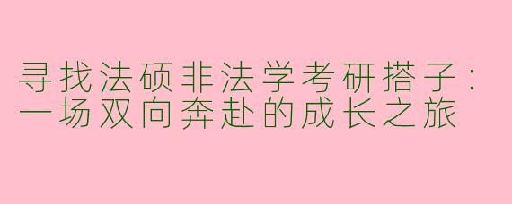 寻找法硕非法学考研搭子：一场双向奔赴的成长之旅