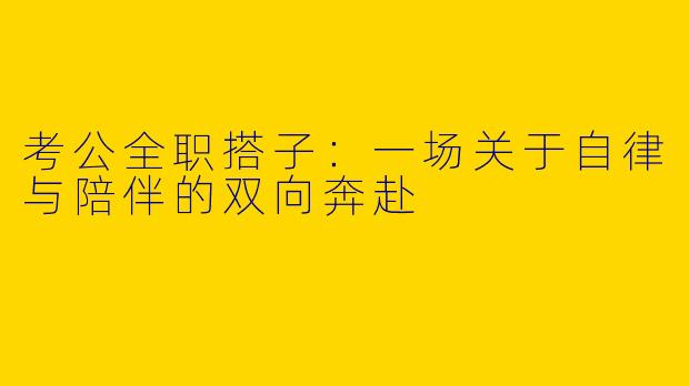 考公全职搭子：一场关于自律与陪伴的双向奔赴