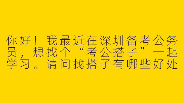 你好！我最近在深圳备考公务员，想找个“考公搭子”一起学习。请问找搭子有哪些好处？有什么注意事项吗？