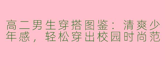 高二男生穿搭图鉴：清爽少年感，轻松穿出校园时尚范