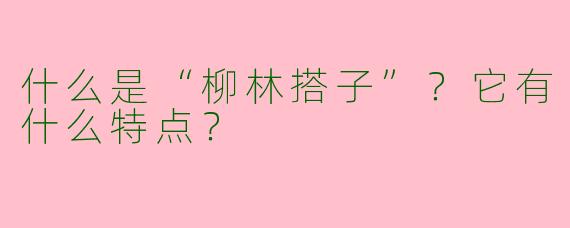 什么是“柳林搭子”?它有什么特点?