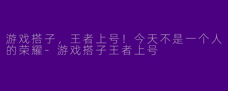 游戏搭子，王者上号！今天不是一个人的荣耀-游戏搭子王者上号