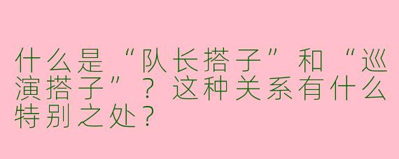 什么是“队长搭子”和“巡演搭子”?这种关系有什么特别之处?