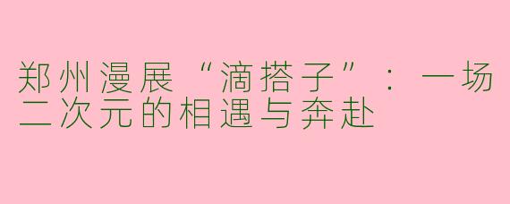 郑州漫展“滴搭子”：一场二次元的相遇与奔赴