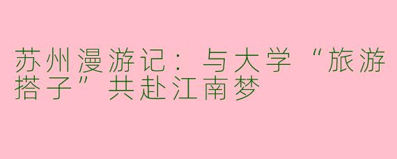 苏州漫游记:与大学“旅游搭子”共赴江南梦