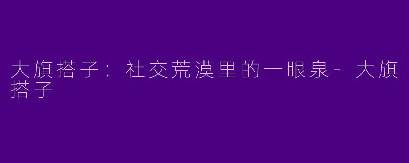 大旗搭子:社交荒漠里的一眼泉-大旗搭子