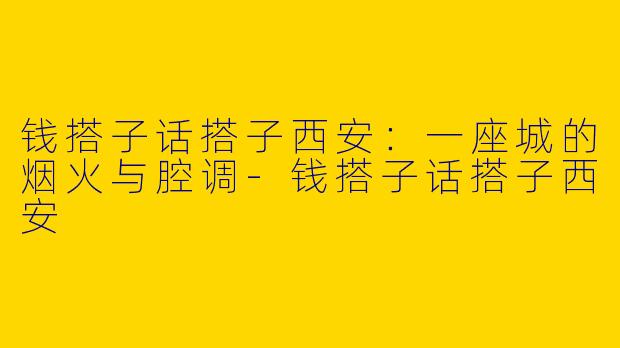 钱搭子话搭子西安：一座城的烟火与腔调-钱搭子话搭子西安