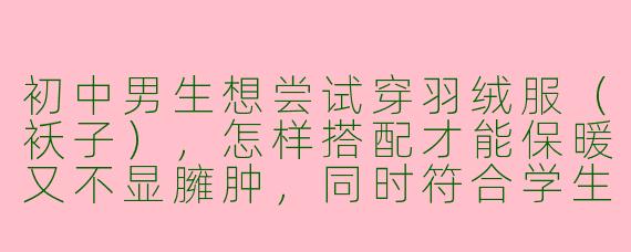 初中男生想尝试穿羽绒服（袄子），怎样搭配才能保暖又不显臃肿，同时符合学生身份？
