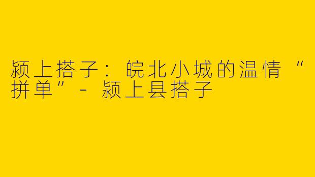 颍上搭子:皖北小城的温情“拼单”-颍上县搭子