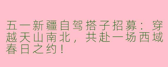 五一新疆自驾搭子招募：穿越天山南北，共赴一场西域春日之约！