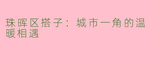 珠晖区搭子:城市一角的温暖相遇