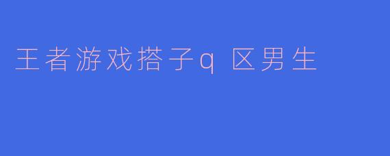 王者游戏搭子q区男生