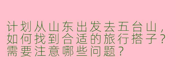 计划从山东出发去五台山,如何找到合适的旅行搭子?需要注意哪些问题?
