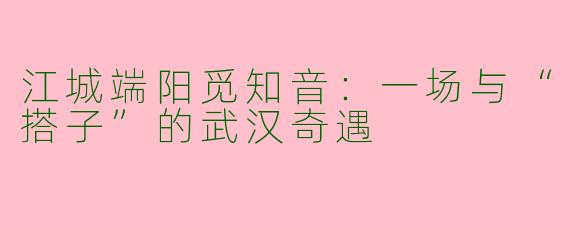 江城端阳觅知音：一场与“搭子”的武汉奇遇