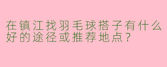 在镇江找羽毛球搭子有什么好的途径或推荐地点？