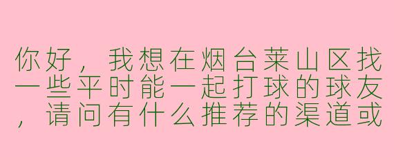 你好，我想在烟台莱山区找一些平时能一起打球的球友，请问有什么推荐的渠道或群组吗？