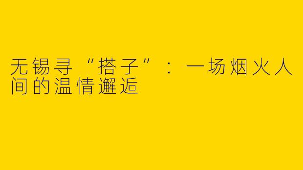 无锡寻“搭子”：一场烟火人间的温情邂逅