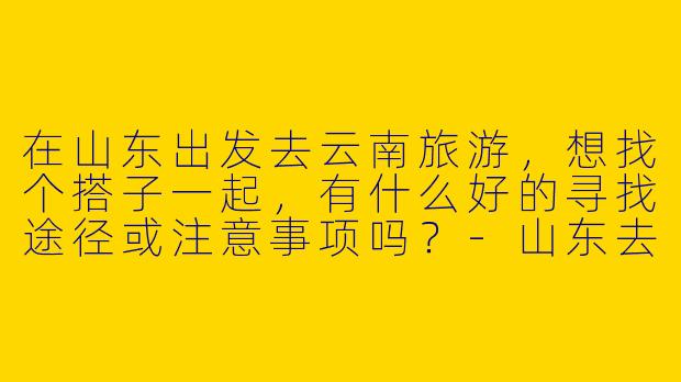 在山东出发去云南旅游，想找个搭子一起，有什么好的寻找途径或注意事项吗？