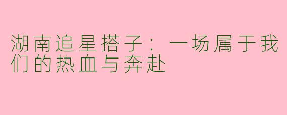 湖南追星搭子：一场属于我们的热血与奔赴