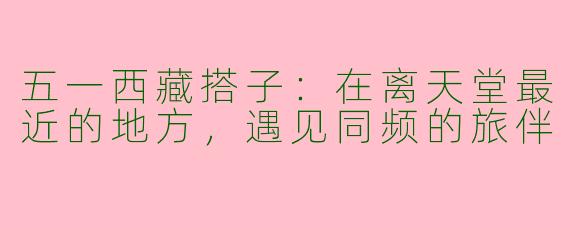 五一西藏搭子：在离天堂最近的地方，遇见同频的旅伴