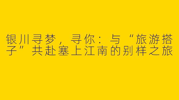 银川寻梦，寻你：与“旅游搭子”共赴塞上江南的别样之旅