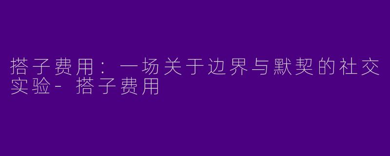 搭子费用：一场关于边界与默契的社交实验-搭子费用