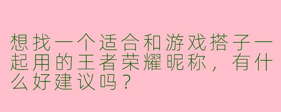 想找一个适合和游戏搭子一起用的王者荣耀昵称，有什么好建议吗？