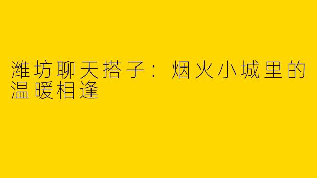 潍坊聊天搭子:烟火小城里的温暖相逢