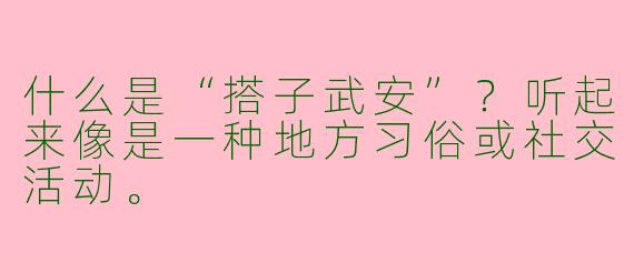 什么是“搭子武安”？听起来像是一种地方习俗或社交活动。