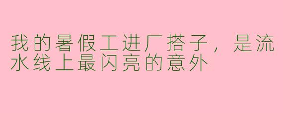 我的暑假工进厂搭子，是流水线上最闪亮的意外