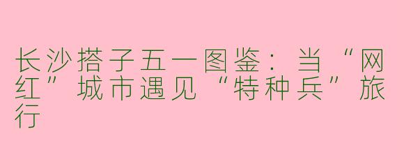 长沙搭子五一图鉴:当“网红”城市遇见“特种兵”旅行
