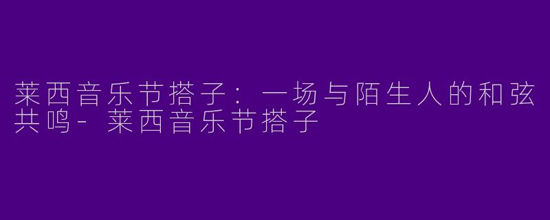 莱西音乐节搭子：一场与陌生人的和弦共鸣-莱西音乐节搭子