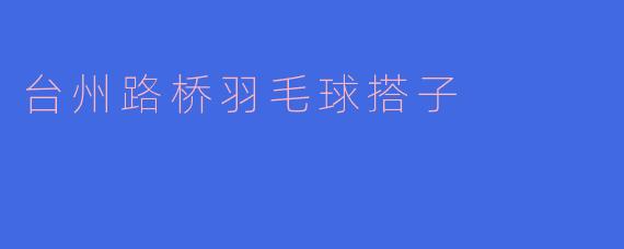 台州路桥羽毛球搭子