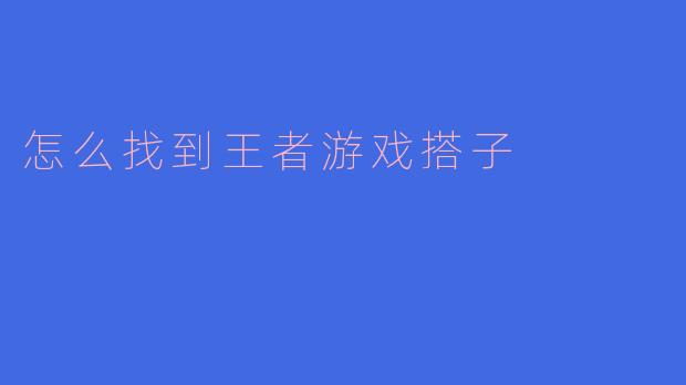 怎么找到王者游戏搭子