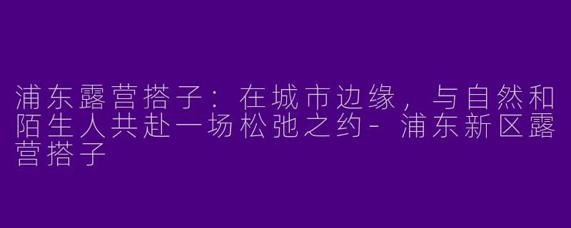 浦东露营搭子:在城市边缘,与自然和陌生人共赴一场松弛之约-浦东新区露营搭子