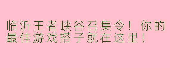 临沂王者峡谷召集令！你的最佳游戏搭子就在这里！