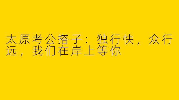 太原考公搭子：独行快，众行远，我们在岸上等你