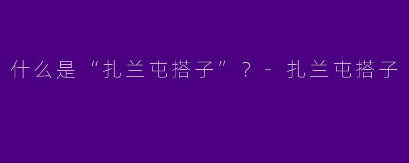 什么是“扎兰屯搭子”？