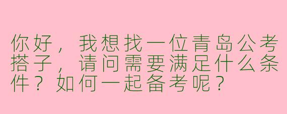 你好，我想找一位青岛公考搭子，请问需要满足什么条件？如何一起备考呢？