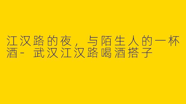江汉路的夜,与陌生人的一杯酒-武汉江汉路喝酒搭子