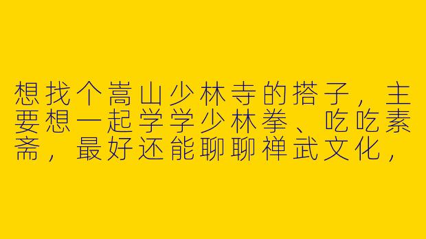 想找个嵩山少林寺的搭子，主要想一起学学少林拳、吃吃素斋，最好还能聊聊禅武文化，有没有同样兴趣的朋友？-嵩山少林寺搭子