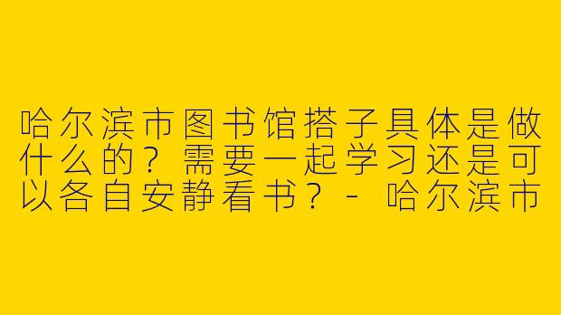 哈尔滨市图书馆搭子具体是做什么的？需要一起学习还是可以各自安静看书？