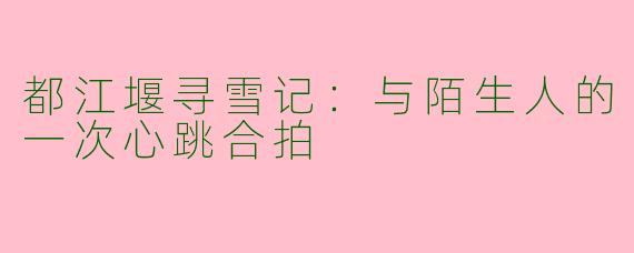 都江堰寻雪记：与陌生人的一次心跳合拍