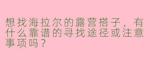 想找海拉尔的露营搭子，有什么靠谱的寻找途径或注意事项吗？