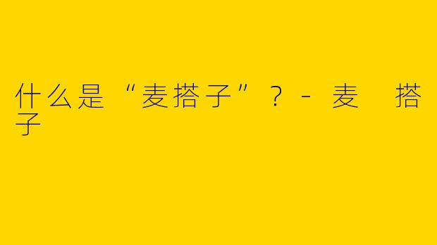 什么是“麦搭子”？