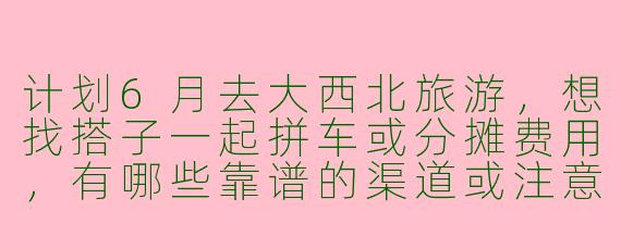 计划6月去大西北旅游，想找搭子一起拼车或分摊费用，有哪些靠谱的渠道或注意事项？