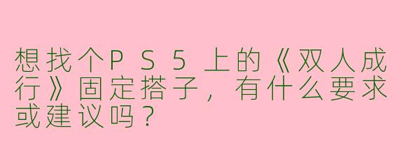 想找个PS5上的《双人成行》固定搭子，有什么要求或建议吗？