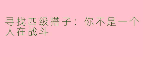 寻找四级搭子：你不是一个人在战斗