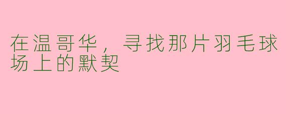 在温哥华，寻找那片羽毛球场上的默契